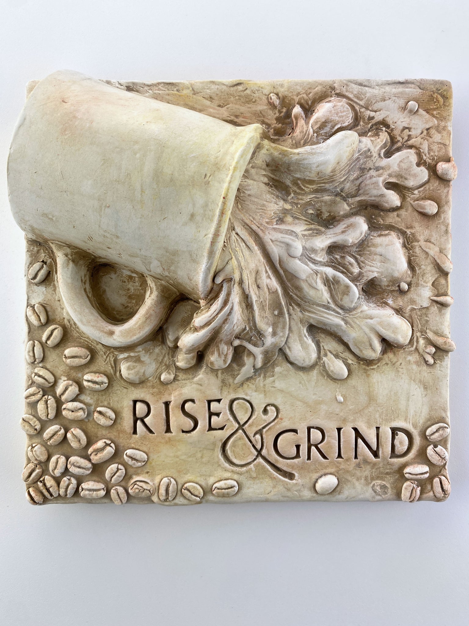 Rise & Grind Coffee Kitchen Relief Wall Sculpture - Exclusive to The Sculpture Store