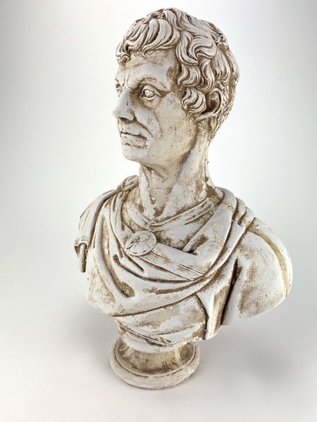 Roman Art Bust of Gaius Julius Caesar Classical Greek Style Sculpture