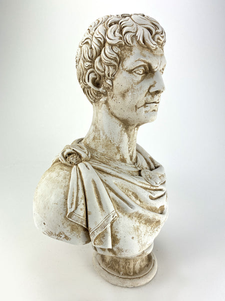 Roman Art Bust of Gaius Julius Caesar Classical Greek Style Sculpture